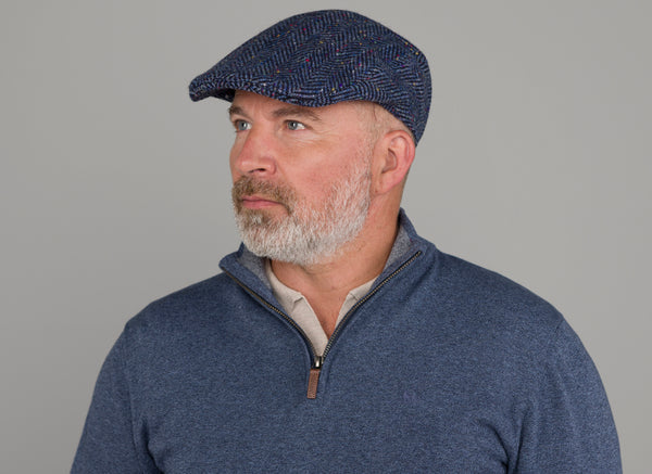 Donegal Touring Cap Tweed - Blue Herringbone