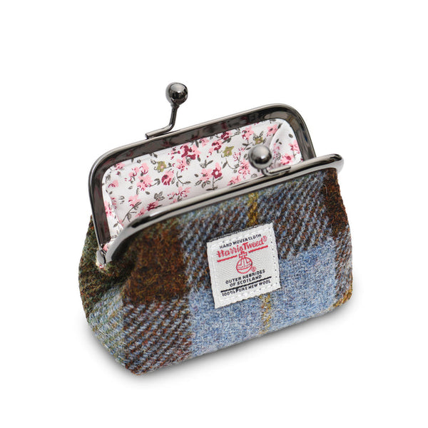 The Coin Purse - Chestnut & Blue Tartan