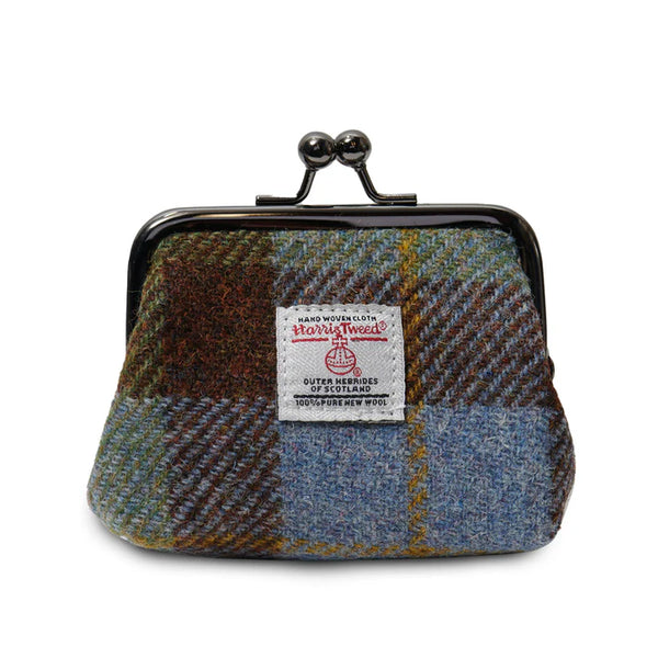 The Coin Purse - Chestnut & Blue Tartan