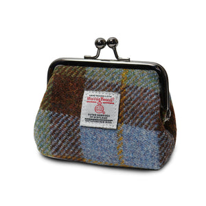 The Coin Purse - Chestnut & Blue Tartan