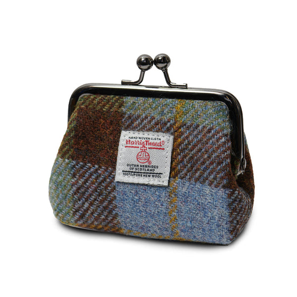 The Coin Purse - Chestnut & Blue Tartan