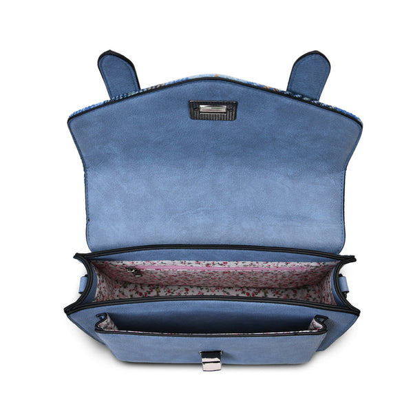 The Medium Satchel - Blue Tartan