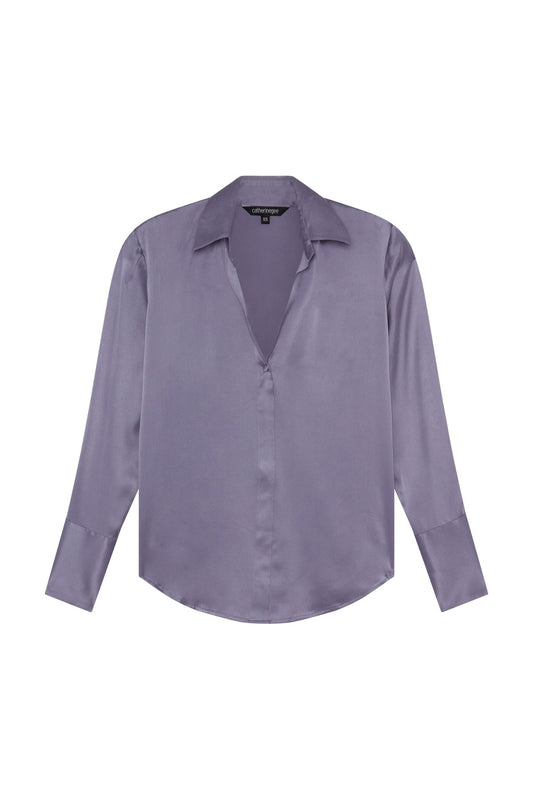 Daria French Cuff Silk Blouse - Lavender