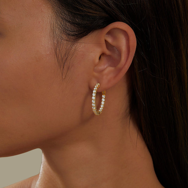 36 Stone 1.8 CTW Gold  Hoop Earrings