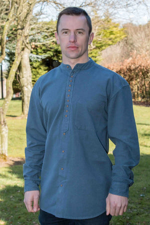 Irish Traditional Grandfather Shirt - Ink Blue