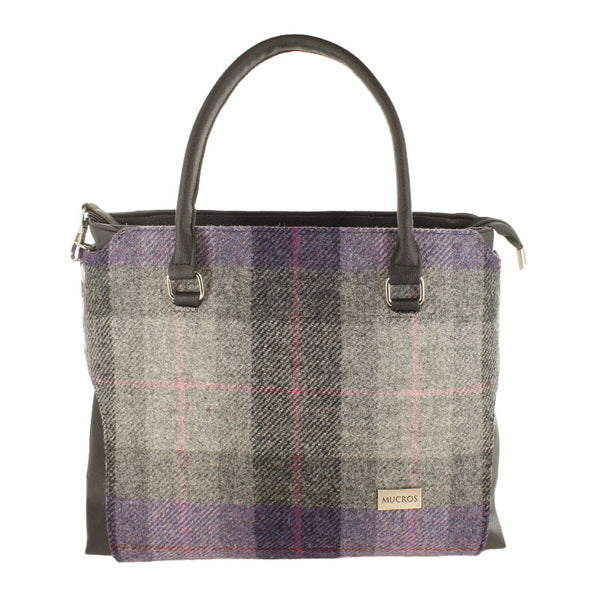 Emily Irish Tweed Purse - Purple & Grey Plaid