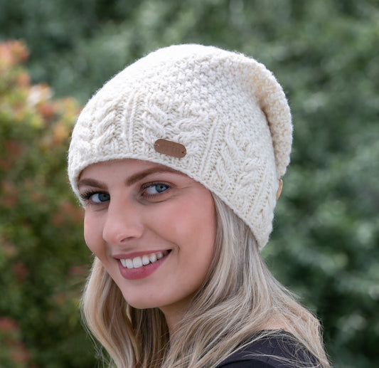 Aran Floppy w/ Cable Band & Button - Natural
