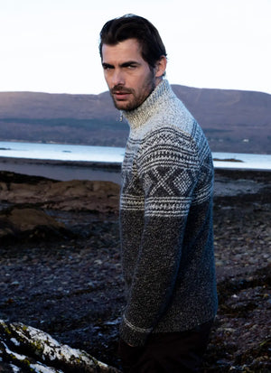 Fisherman out of Ireland Men's 1/4 Zip Fairisle Sweater