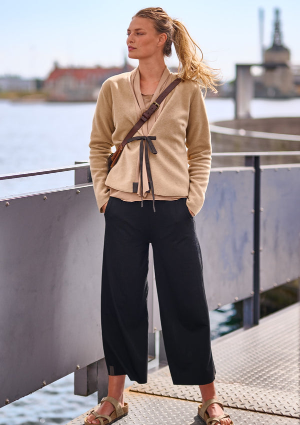 Drawstring Wide Leg Trouser - Black