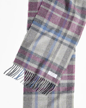 Foxford Damask Grey Tartan Lambswool Scarf