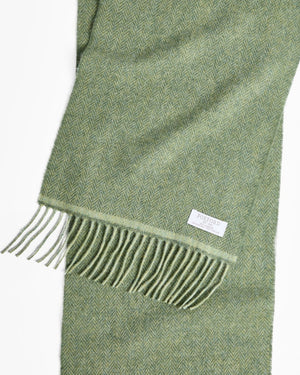 Foxford Green Herringbone Lambswool Scarf
