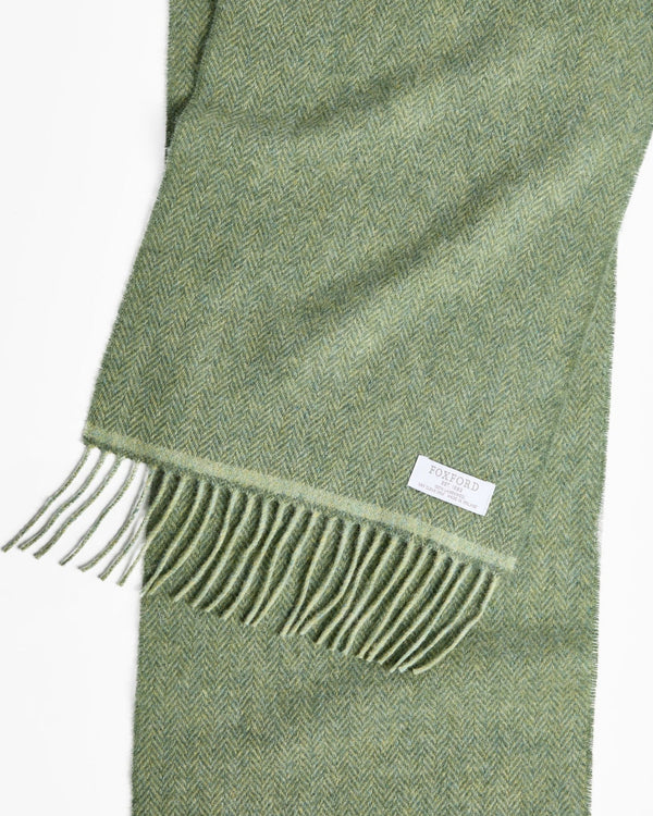 Foxford Green Herringbone Lambswool Scarf