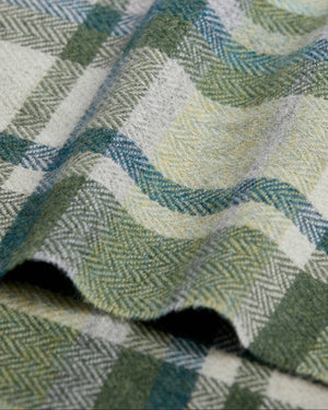 Foxford Green & Cream Tartan Lambswool Scarf