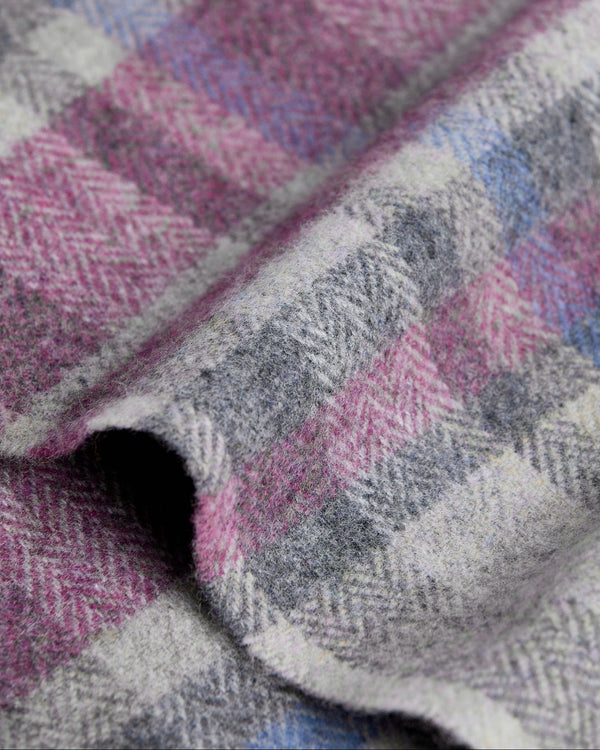 Foxford Damask Grey Tartan Lambswool Scarf