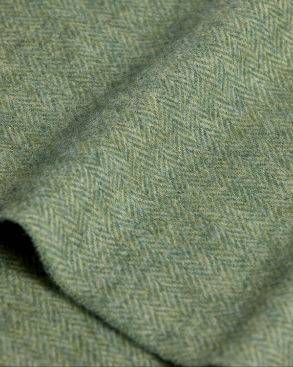 Foxford Green Herringbone Lambswool Scarf