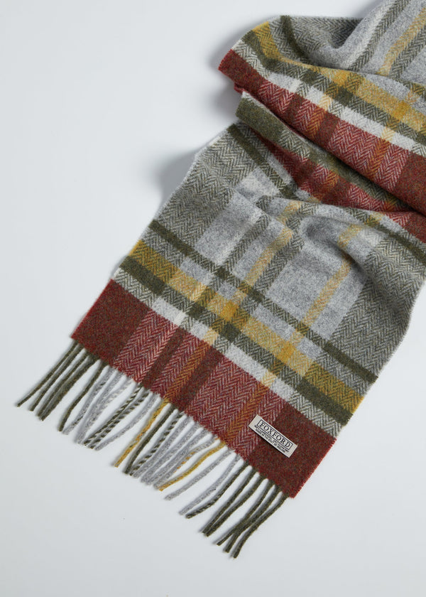 Foxford Rust Tartan Lambswool Scarf
