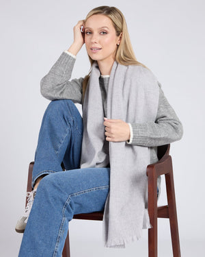Foxford Pearl Grey Fine Wool Cashmere Blend Scarf