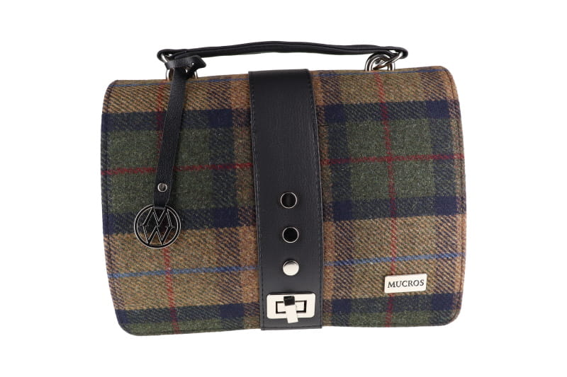 Fiona Irish Tweed Purse - Brown, Navy & Green Plaid