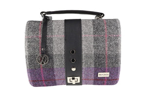 Fiona Irish Tweed Purse - Purple & Grey Plaid