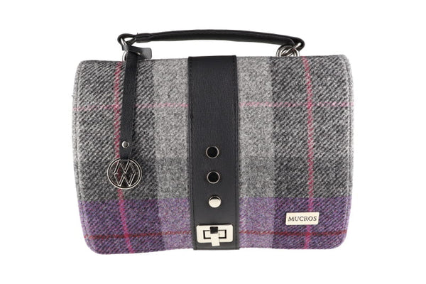 Fiona Irish Tweed Purse - Purple & Grey Plaid