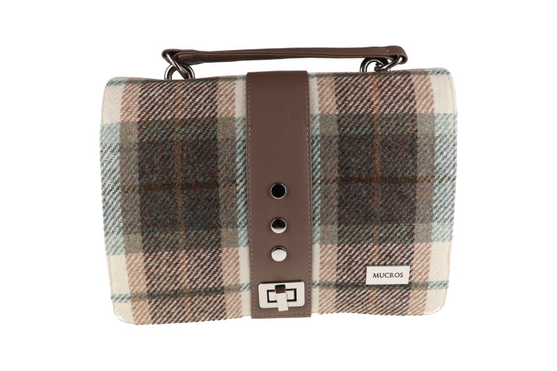 Fiona Irish Tweed Purse - Green, Brown & Cream Plaid