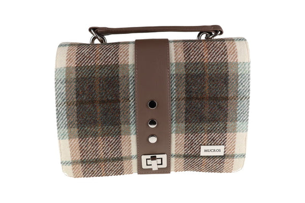 Fiona Irish Tweed Purse - Green, Brown & Cream Plaid
