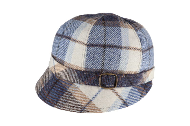 Ladies Tweed Flapper Hat - Denim & Cream Plaid