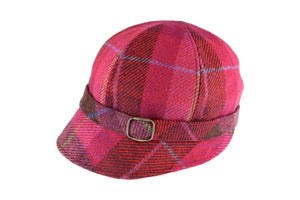 Ladies Tweed Flapper Hat - Fuchsia Plaid