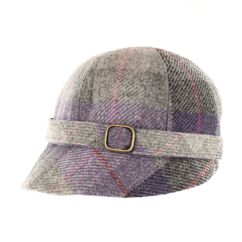 Ladies Tweed Flapper Hat - Purple & Grey Plaid