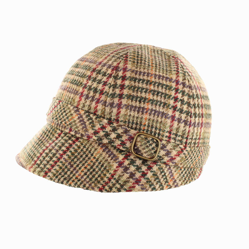 Ladies Tweed Flapper Hat - Camel Houndstooth