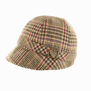 Ladies Tweed Flapper Hat - Camel Houndstooth