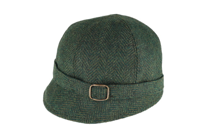 Ladies Tweed Flapper Hat - Green Herringbone