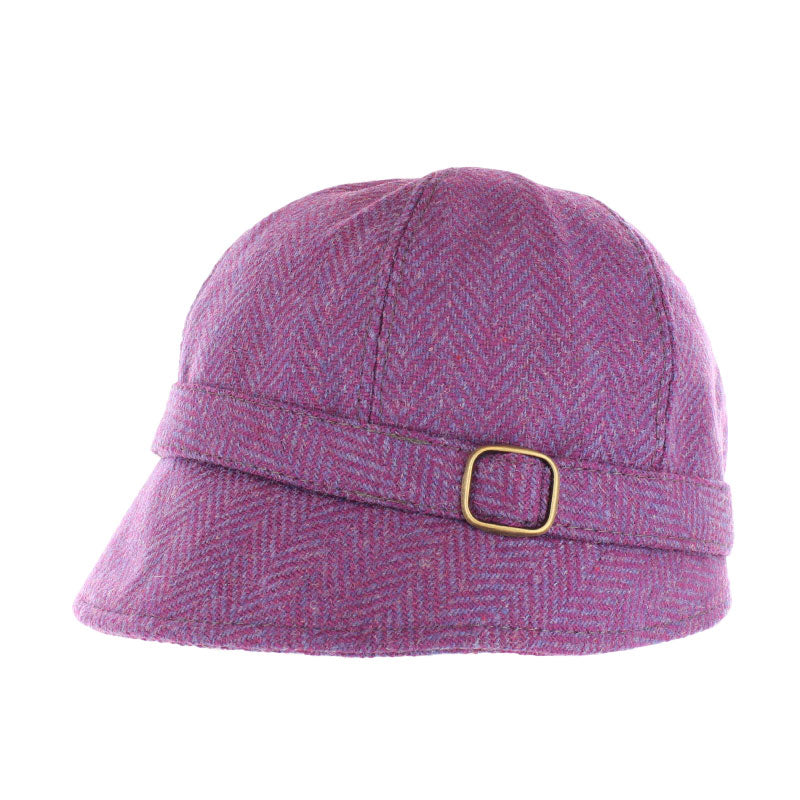 Ladies Tweed Flapper Hat - Bright Purple Herringbone