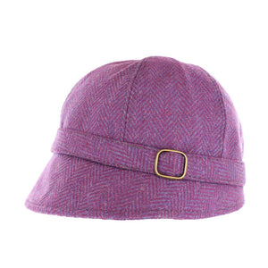Ladies Tweed Flapper Hat - Bright Purple Herringbone