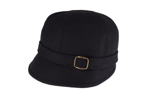 Ladies Tweed Flapper Hat - Solid Black
