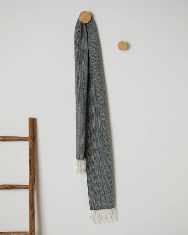 Foxford Dark Green Herringbone Lambswool Scarf