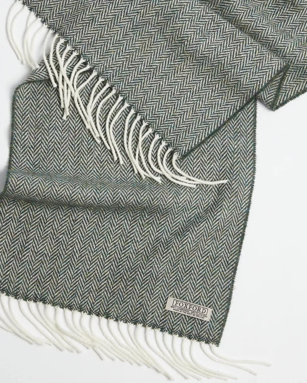 Foxford Dark Green Herringbone Lambswool Scarf