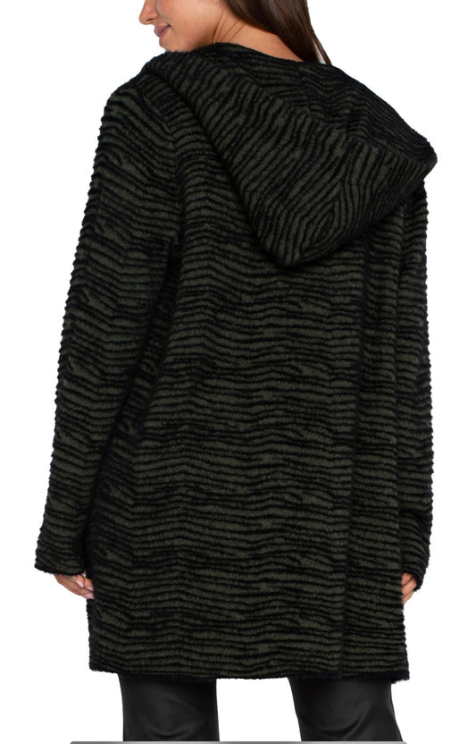 Long Sleeve Open Front Sweater Coat w/ Hood