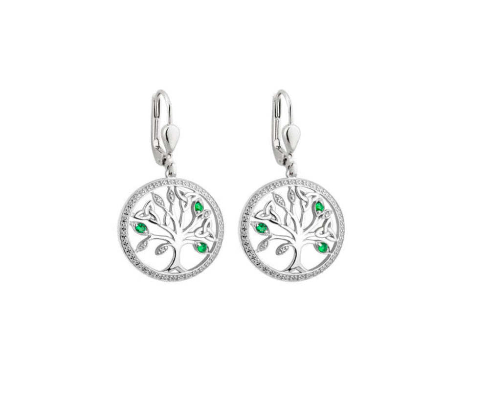 S34025 Sterling Silver & Crystals Tree of Life Earrings
