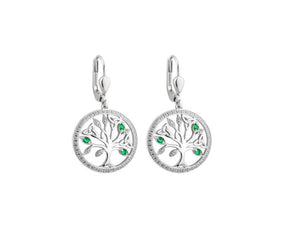 S34025 Sterling Silver & Crystals Tree of Life Earrings