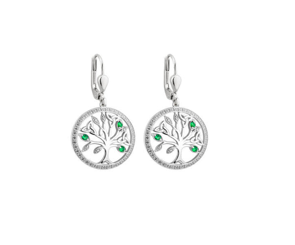 S34025 Sterling Silver & Crystals Tree of Life Earrings