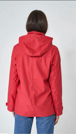 Ladies Classic Sailor-Style Rain Jacket - Red