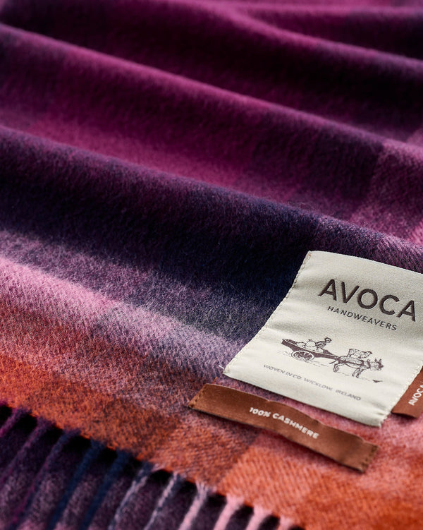Plum & Strawberry Gradient 100% Cashmere Scarf