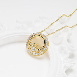 14kt Gold Vermeil Claddagh white Sapphire Necklace