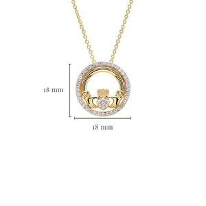 14kt Gold Vermeil Claddagh white Sapphire Necklace