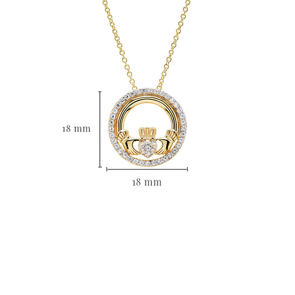 14kt Gold Vermeil Claddagh white Sapphire Necklace