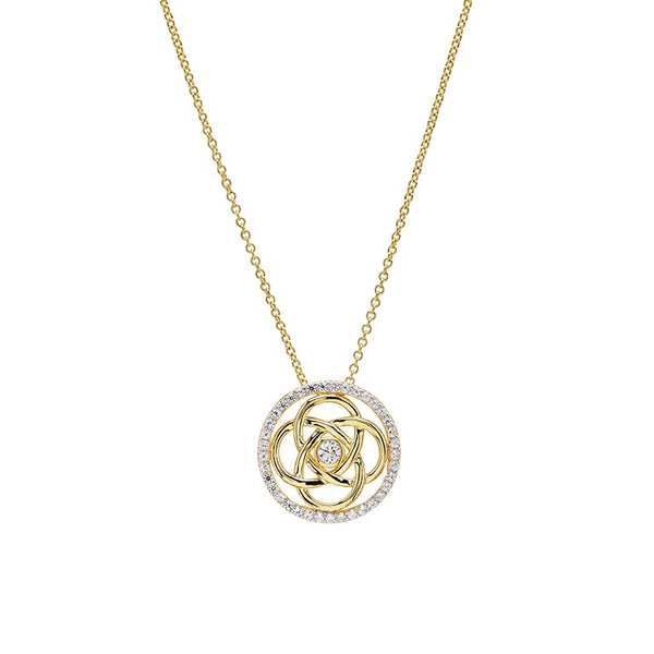 14kt Gold Vermeil Celtic Knot w/ White Sapphire Necklace