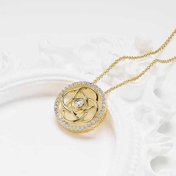 14kt Gold Vermeil Celtic Knot w/ White Sapphire Necklace