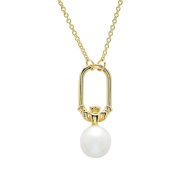 14kt Gold Vermeil Claddagh Pearl Necklace
