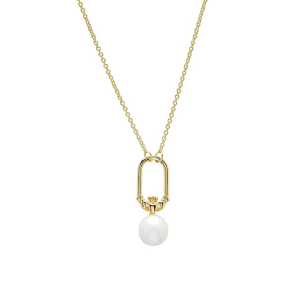 14kt Gold Vermeil Claddagh Pearl Necklace